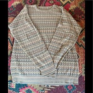 Men’s Green/Tan long sleeve pullover sweater, Sz M